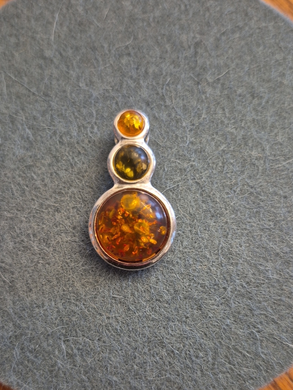 Vintage Baltic Amber Triple Cluster Pendant Sterling Silver 925